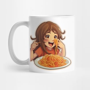 Cute Girl Eating Spaghetti Mug